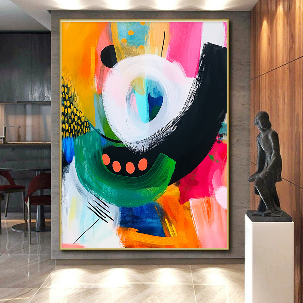 Playful Color Block Abstract Painting with Bold Shapes GER082