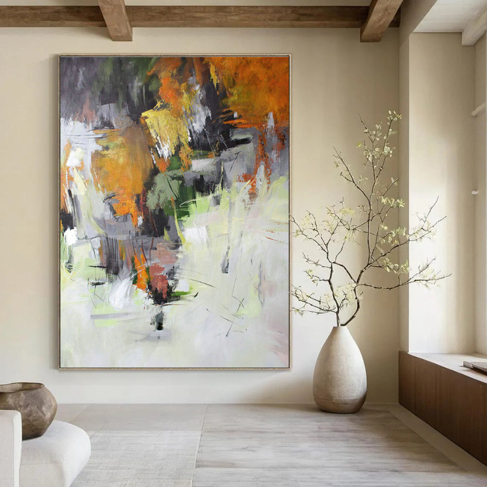 Immense Custom Hand-Painted Abstract Wall Decor for Dining Room & Entryway DLZ1028
