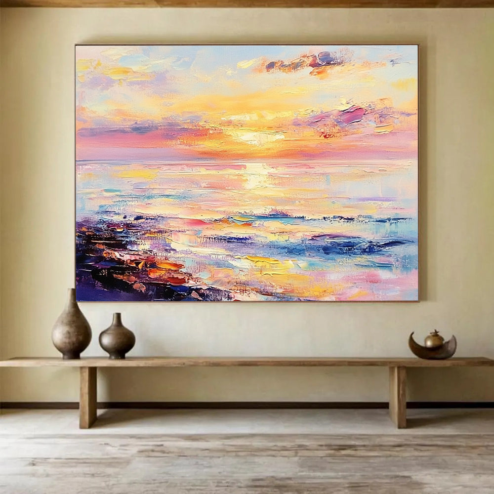 Pastel Sunset Abstract - Dreamy Ocean Abstract Painting DYP008