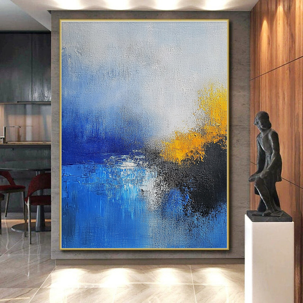 Blue and Yellow Abstract Painting with Dreamy Ambiance GER382