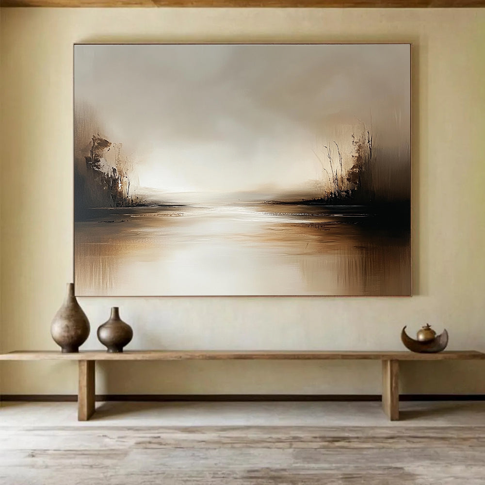 Warm Toned Landscape Abstract Painting with Browns and Creams DYP231
