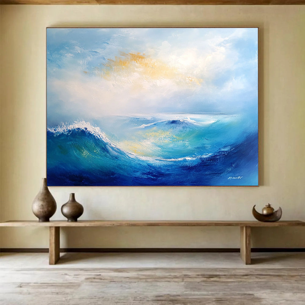 Blue Wave Abstract Painting with Light and Color DYP279