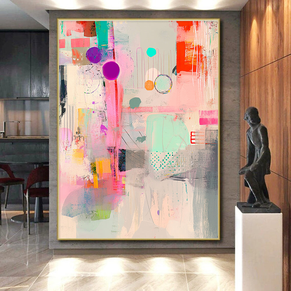 Vibrant Abstract Mosaic Painting with Eclectic Elements GER138
