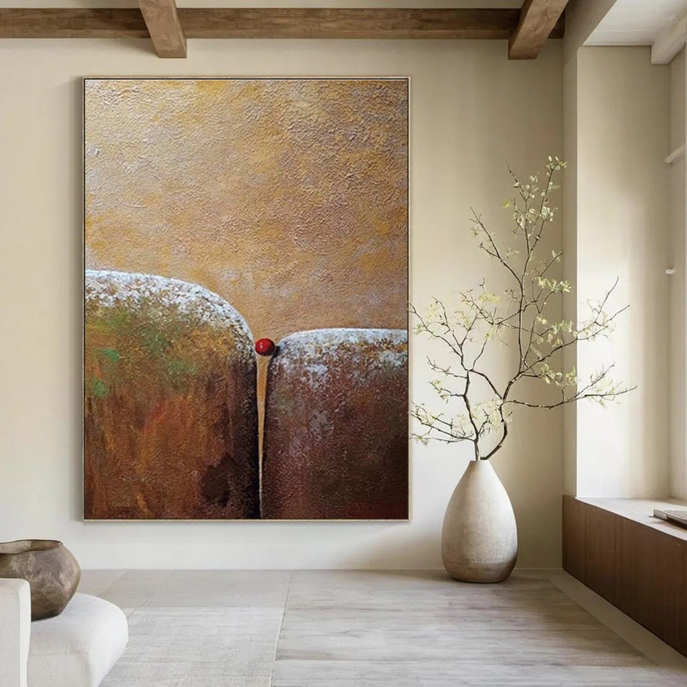 Brown Green Red Textured Abstract Painting ADGE033