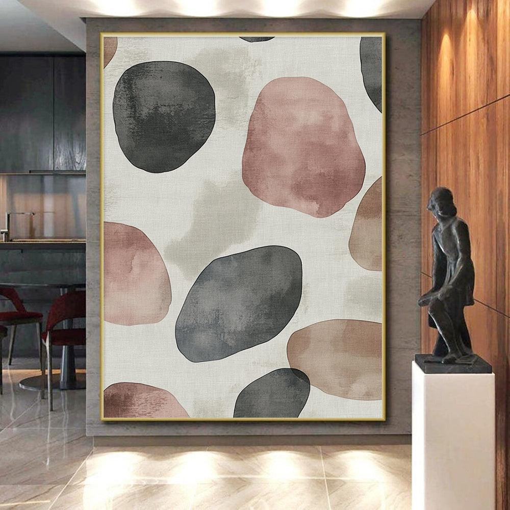 Watercolor - Style Dot Abstract Art with Gray, Pink, and Brown GER261