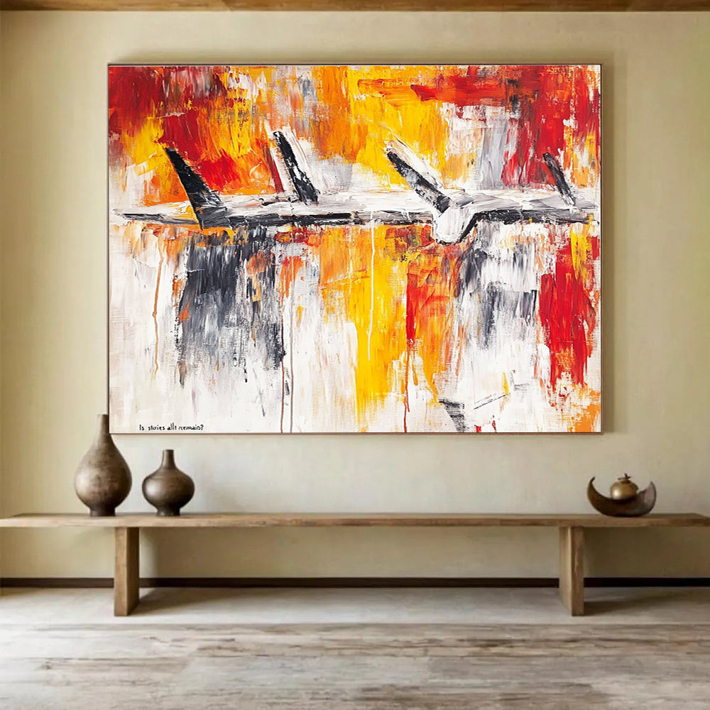 Abstract Aircraft Painting with Fiery Colors DYP497