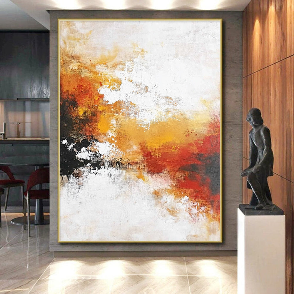 Orange Red and White Abstract Painting with Soft Blends GER699