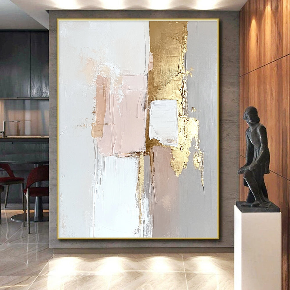 Pink and Gold Abstract Painting with Soft Layers GER471