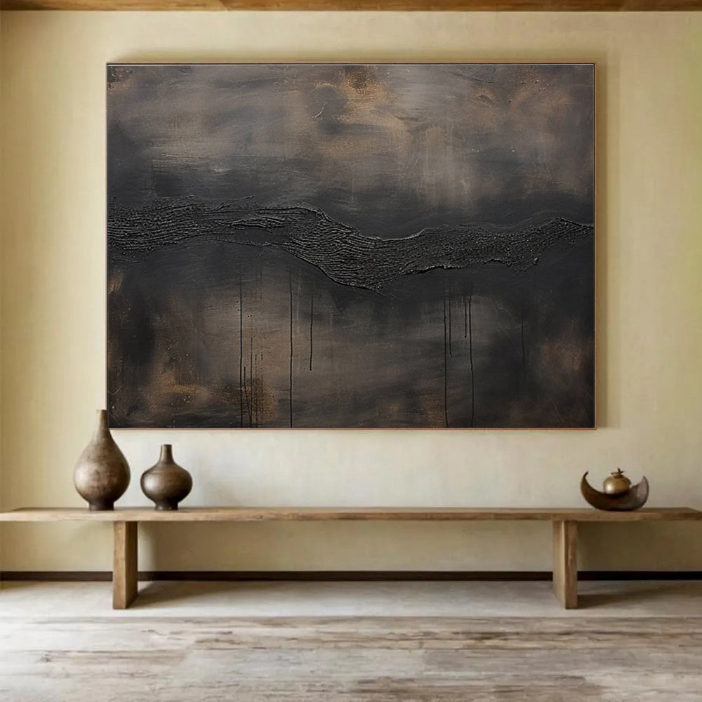 Dark Textured Abstract Painting with Deep, Ear THY Tones THY390