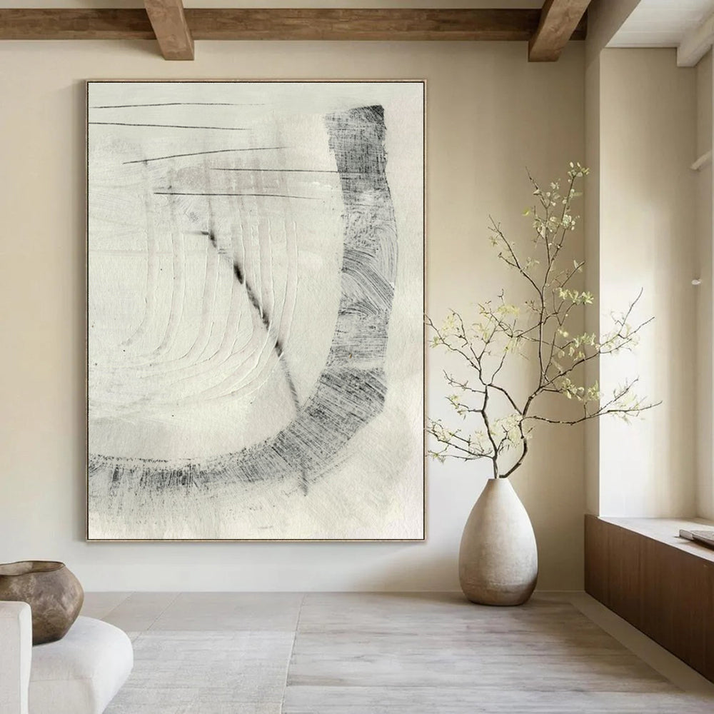 Monochromatic Abstract with Linear Textures and Intricate Patterns Painting ADGE214