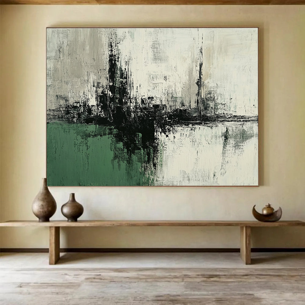 Black and White Abstract Painting with Textured Layers DYP377