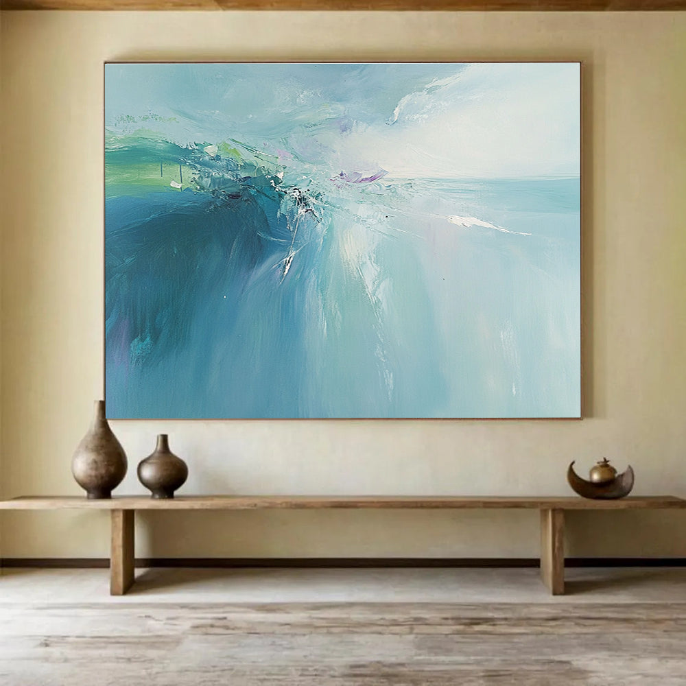 Soft Blue Abstract Painting with Gentle Brushstrokes DYP208