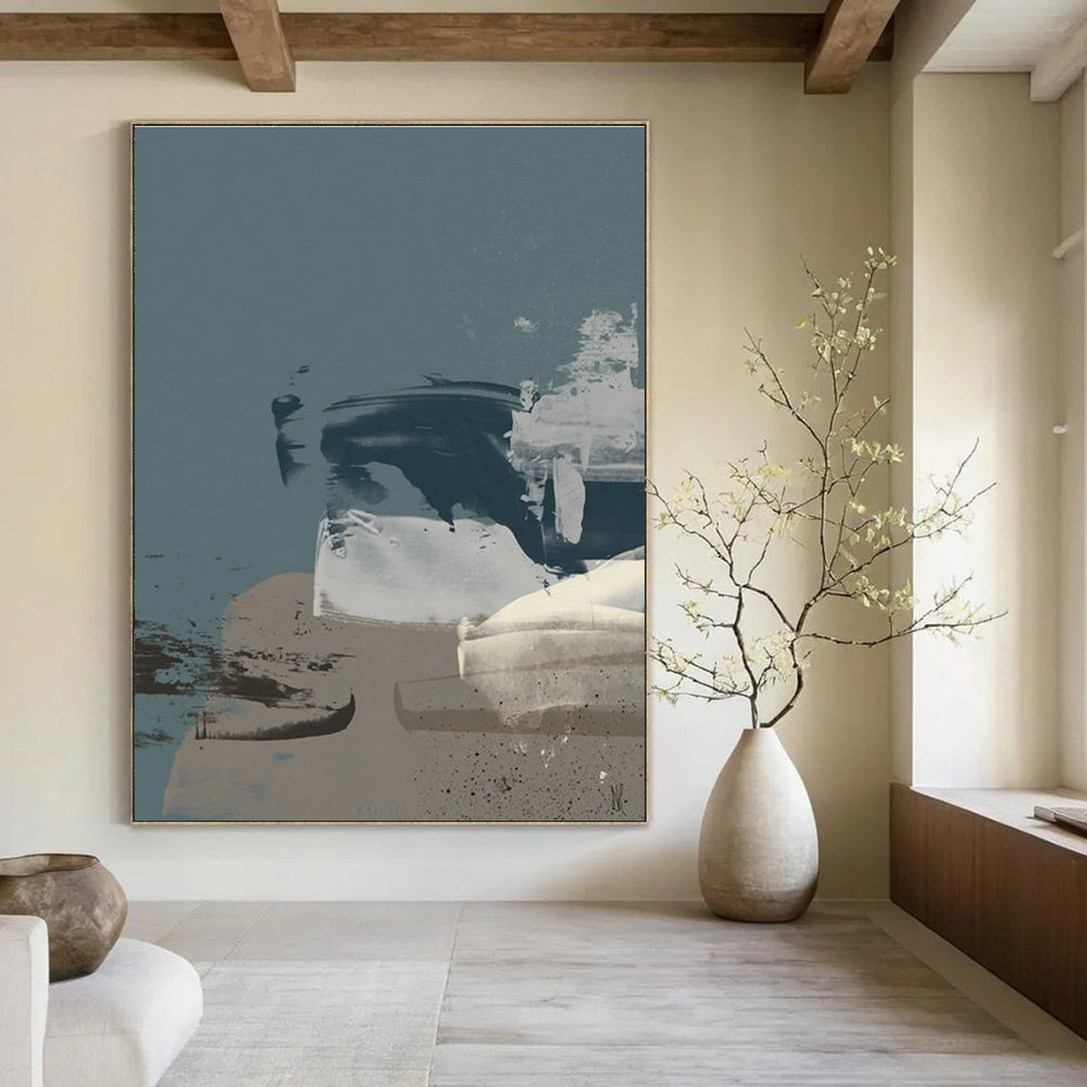 Blue Gray Abstract Forms Painting ADGE242