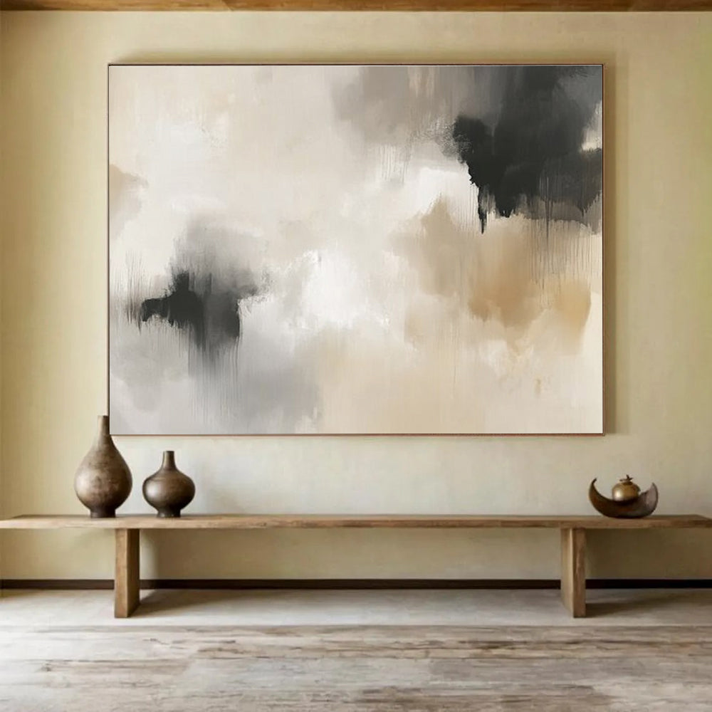 Beige and Gray Abstract Painting with Subtle and Calming Tones DYP379