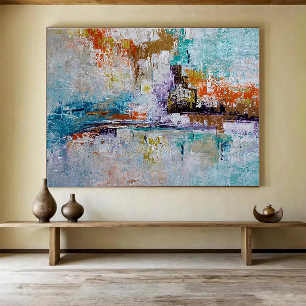 Colorful Cityscape Abstract Painting with Vibrant Urban Energy THY368