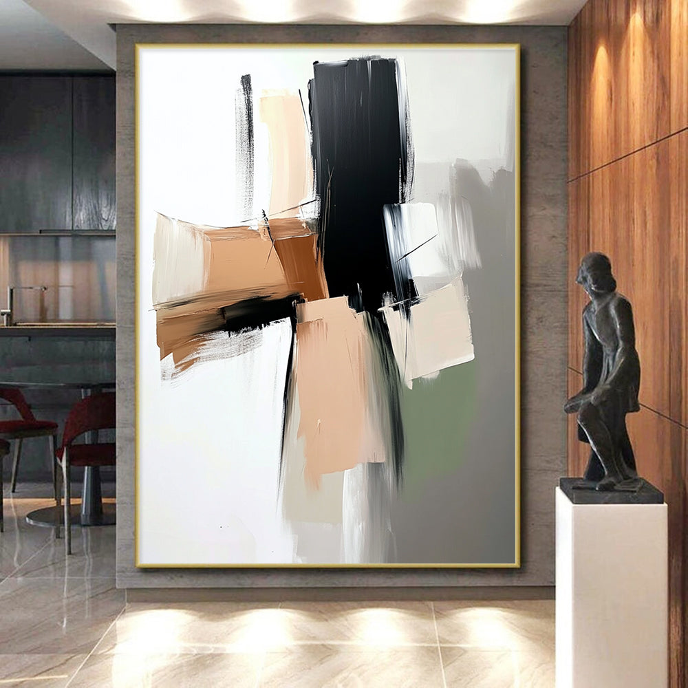 Neutral Tones Abstract Painting with Clean Lines GER756