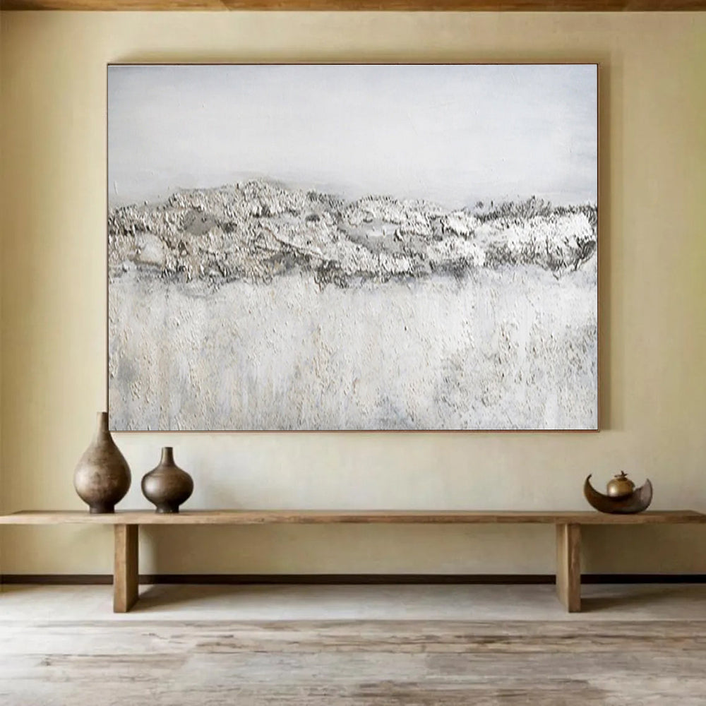 Textured Minimalist Abstract Painting with Subtle Grey Tones THY262