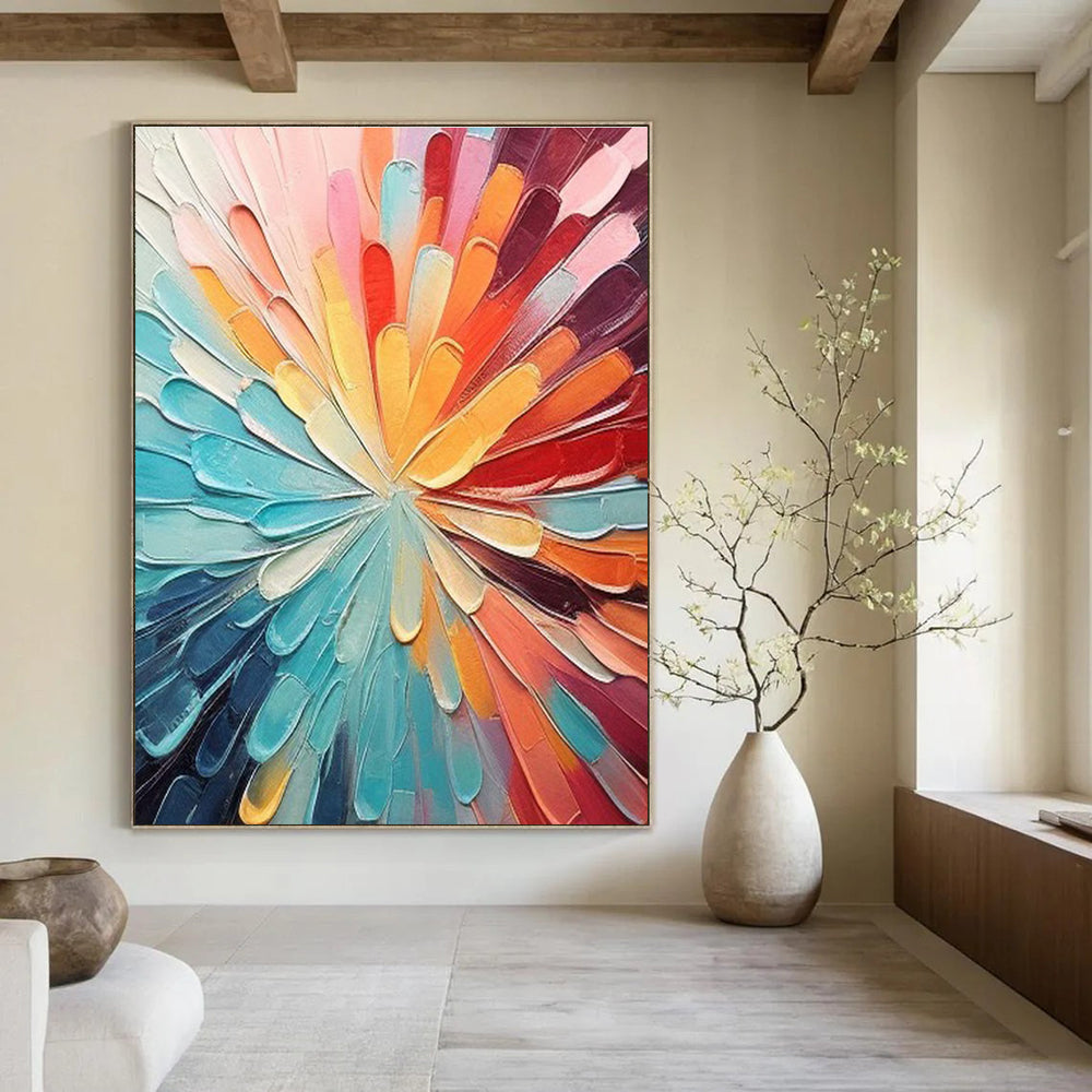 Colorful Petal Abstract Painting with Radial Pattern ADGE288