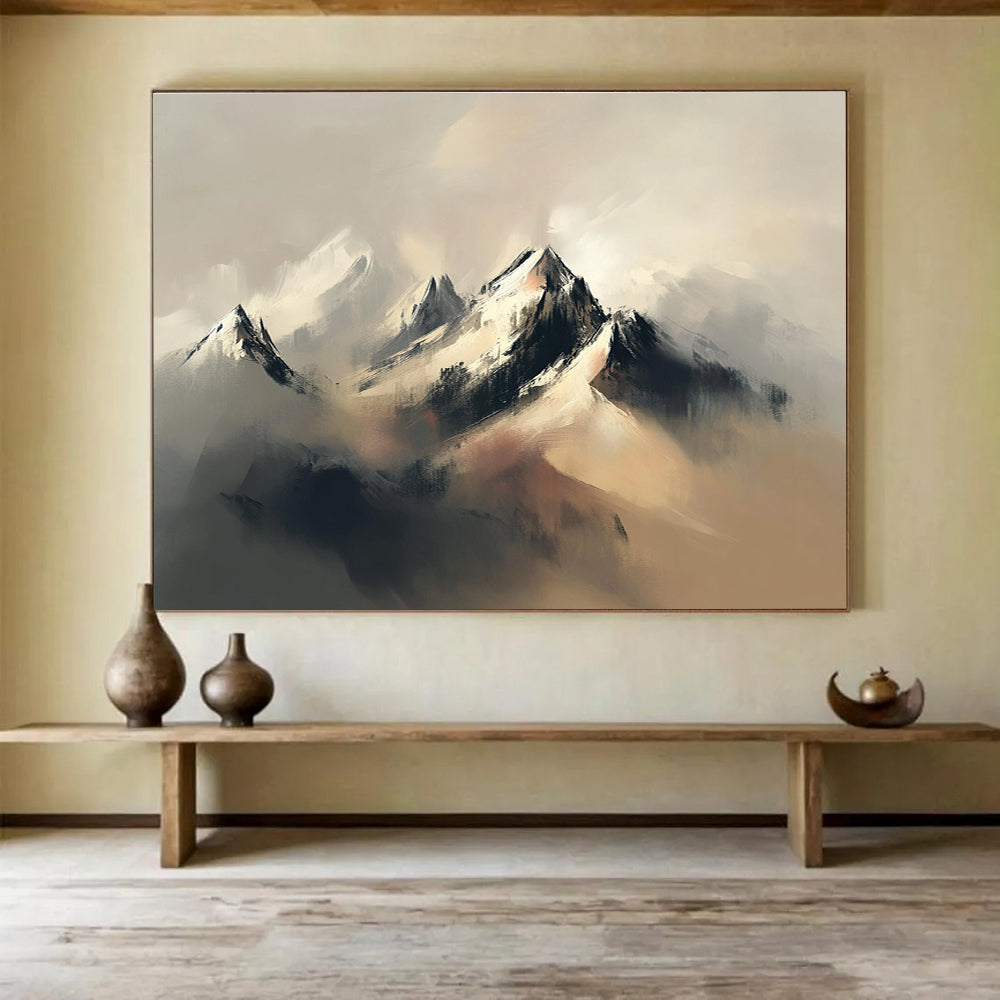 Misty Mountain Abstract Painting with Soft Hues DYP459