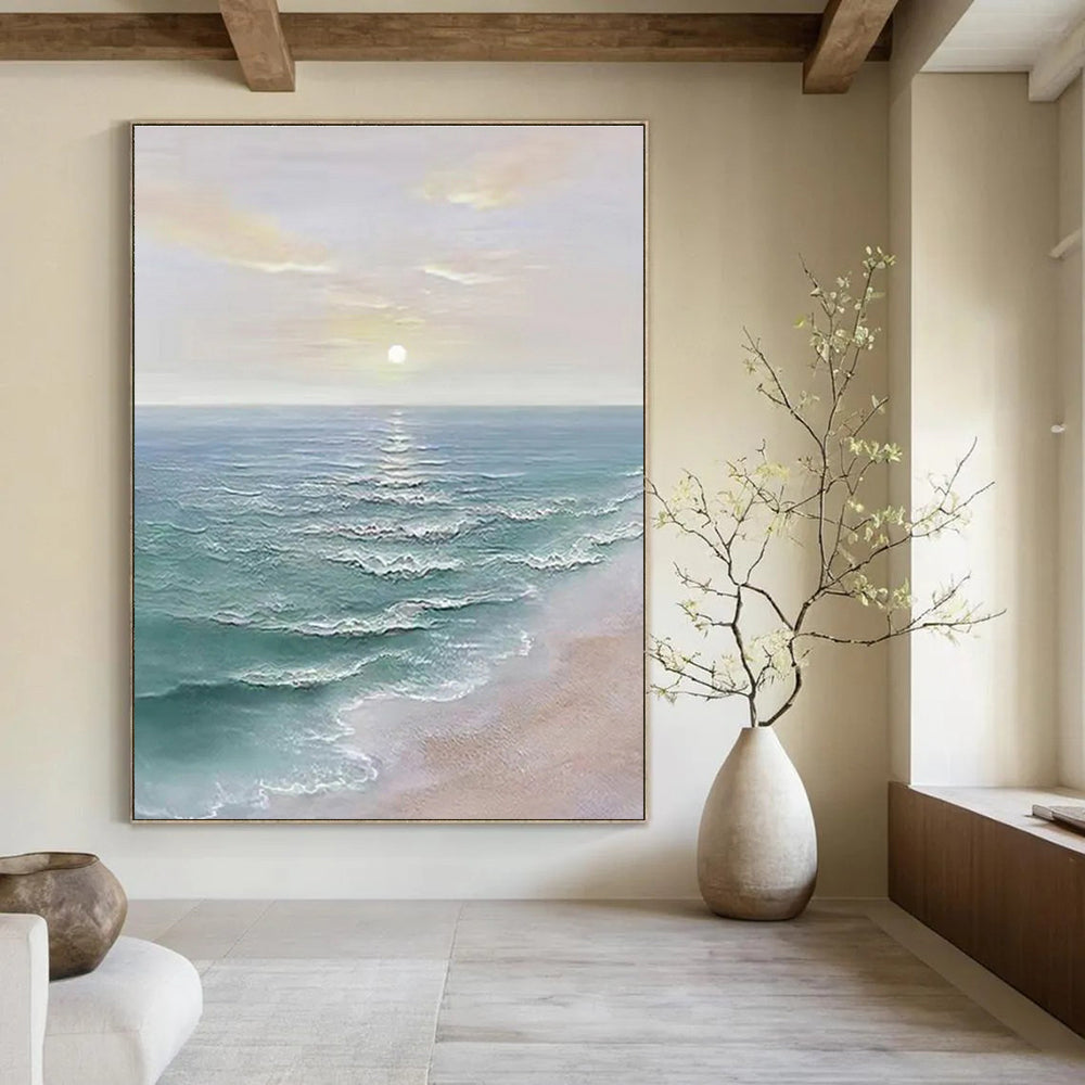 Seaside Sunrise Abstract Painting with Soft Color Tones ADGE350