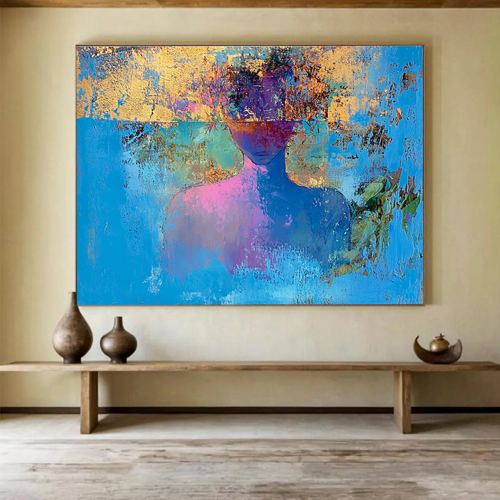 Blue Gold Colorful - Head Abstract Figure Abstract Painting DYP021