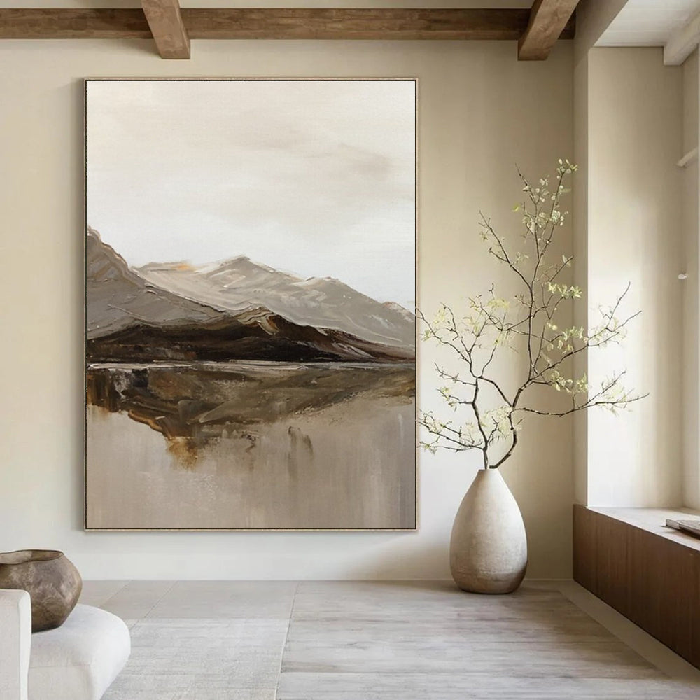 Mountain and Lake Reflection Abstract Painting ADGE358