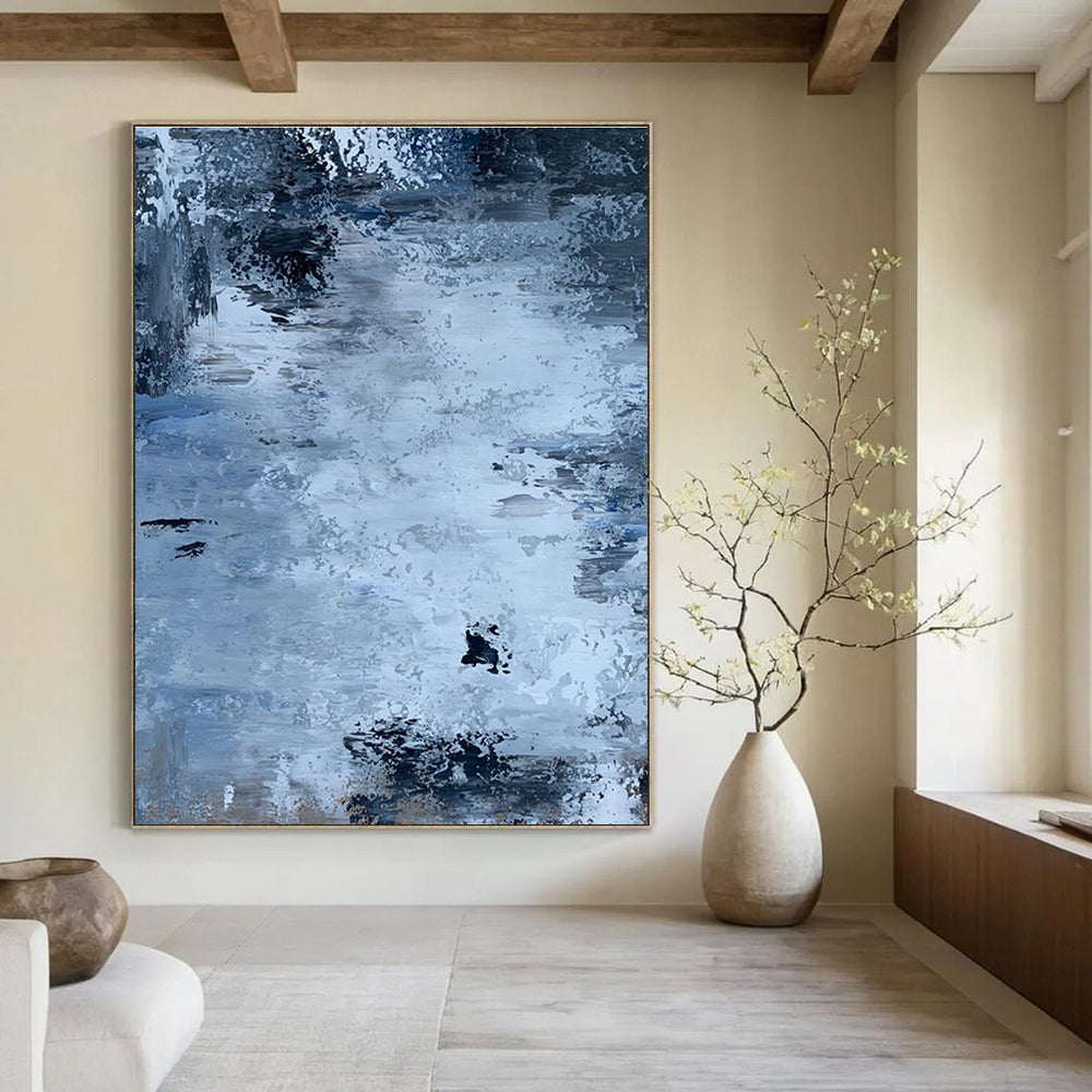 Blue and Gray Abstract Textured Painting ADGE251
