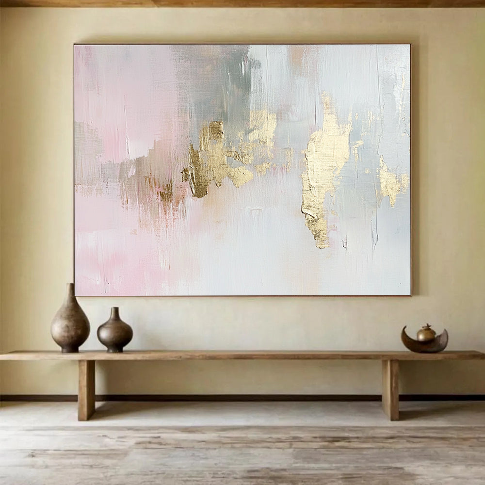 Abstract with Gold Accents on Pink and Gray DYP544
