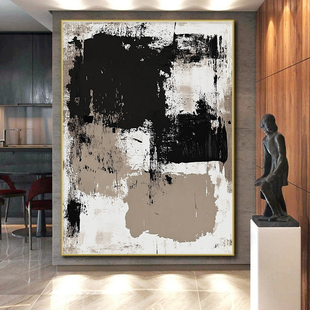 Monochromatic Abstract with Black, White, and Beige GER315