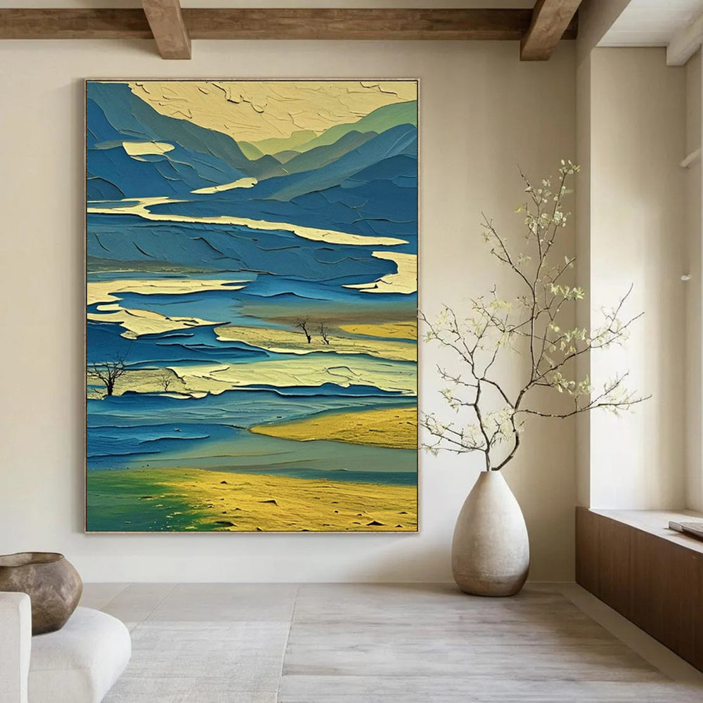 Large Hand-Painted Abstract Canvas Wall Hanging, Creating a Creative Space for Office and Corridor DLZ0970