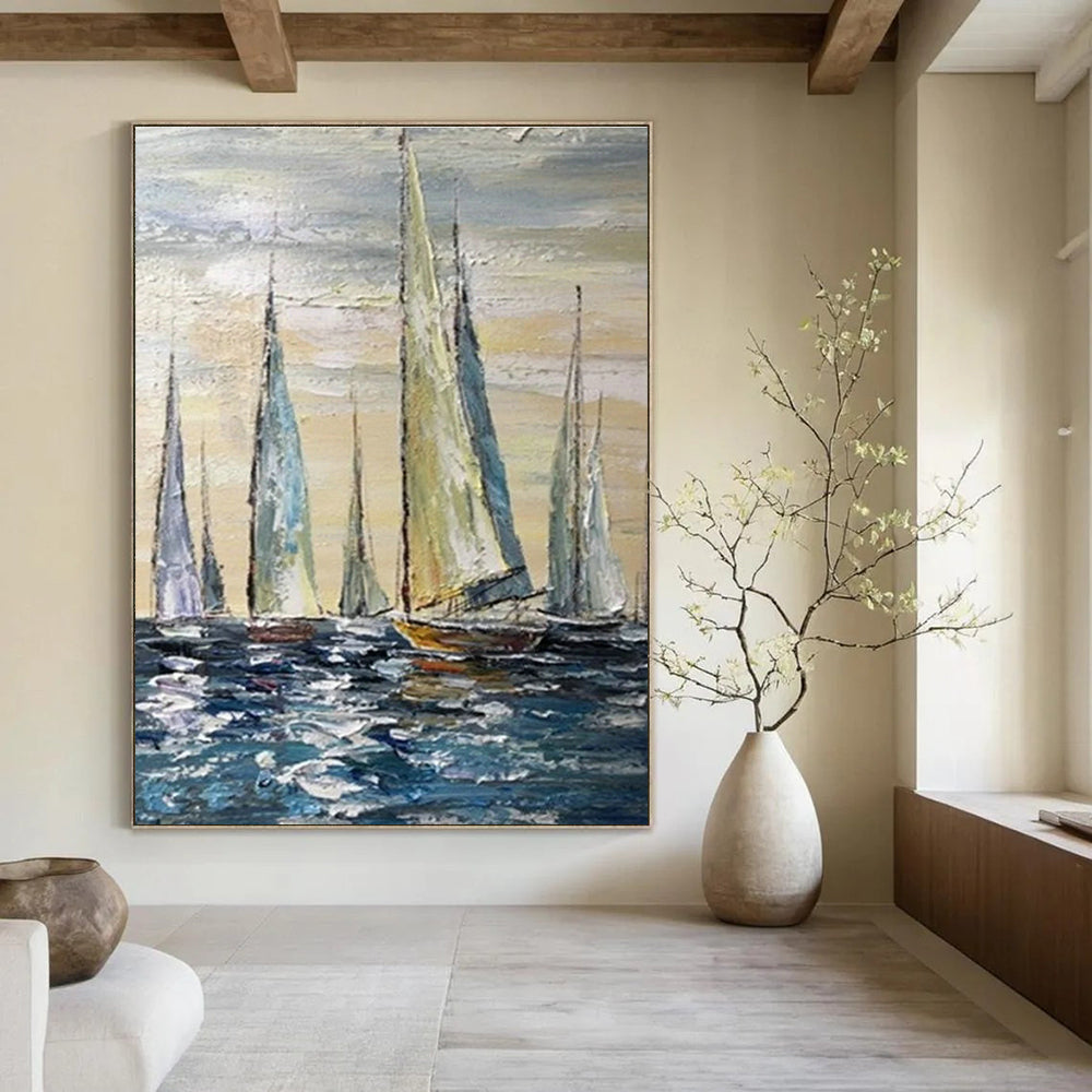 Hand - Painted Abstract Canvases for Cottage Dining Room Hutch Glass Panels & Hallway Coat Closet Doors DLZ0852