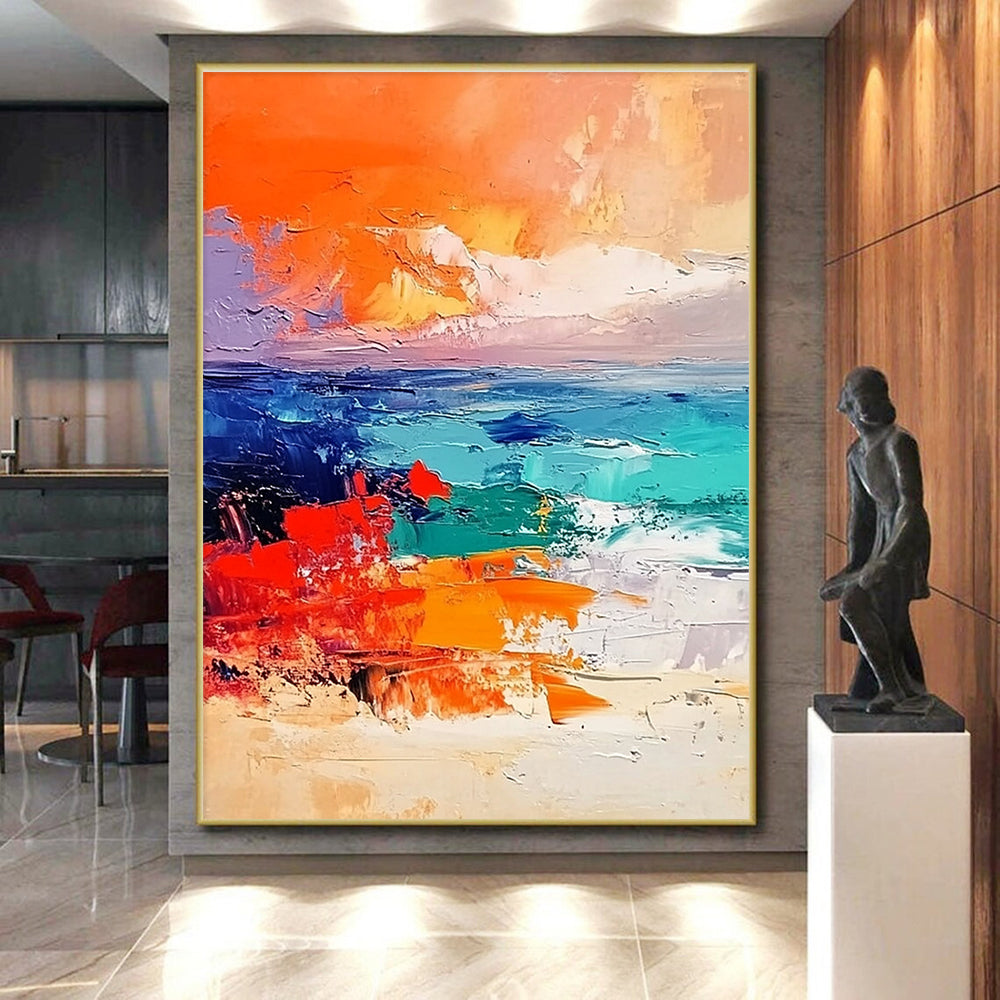 Colorful Sea Sunset Abstract Painting with Vivid Hues GER580