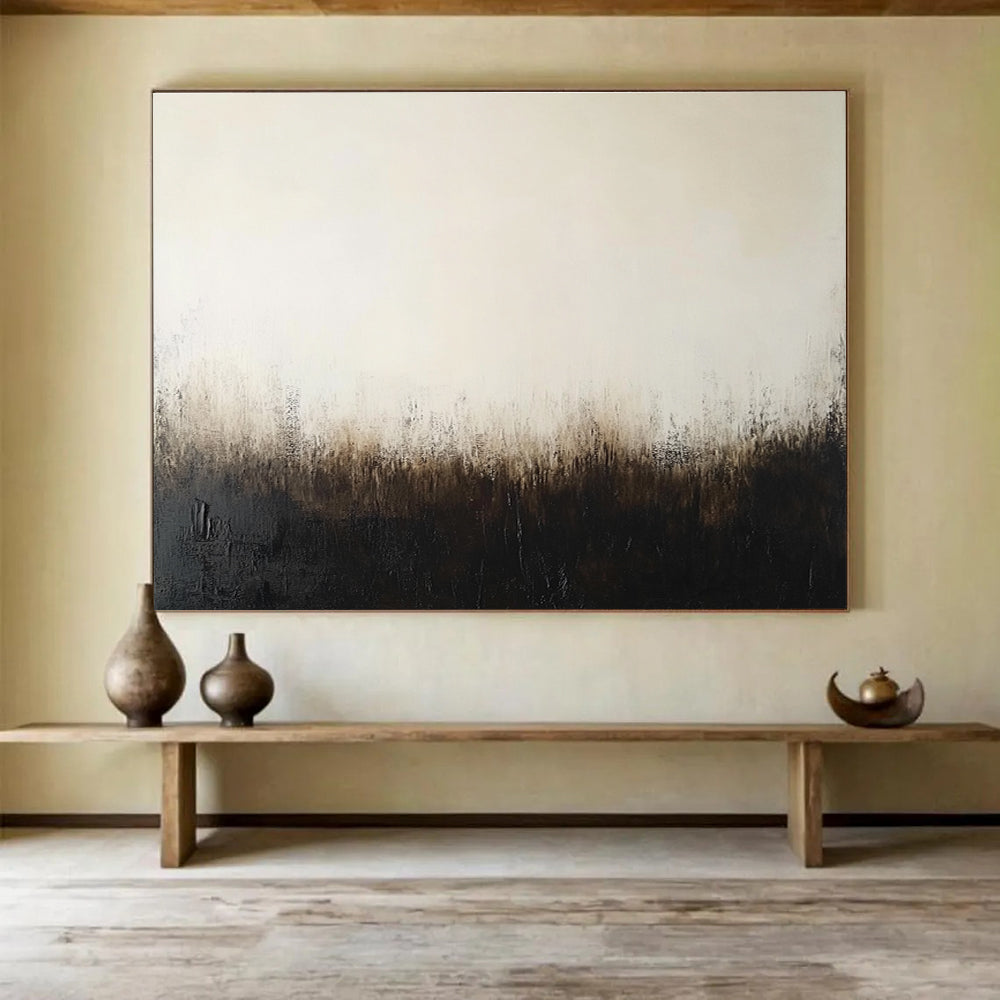 Dark Toned Abstract Landscape Painting with Browns and Blacks DYP218
