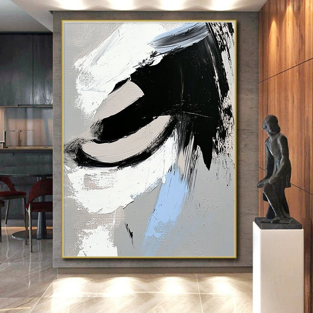 Blue Accent Abstract with Black White and Gray GER357