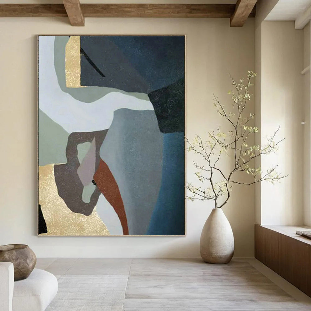 Custom Abstract Hand - Painted Canvases for Living Room & Cottage Entryway DLZ0563