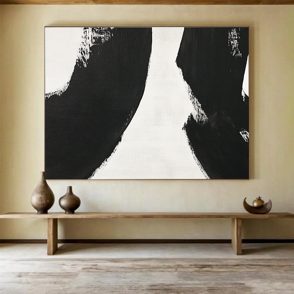 Black White Dynamic - Brushstroke Abstract Painting DYP031