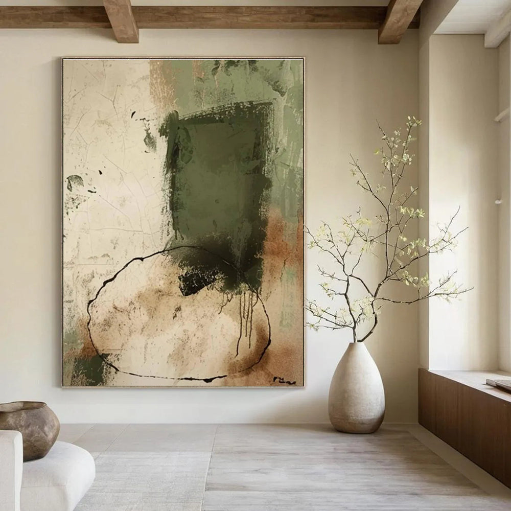 Earthy Tones Abstract Painting with Bold Shapes ADGE480
