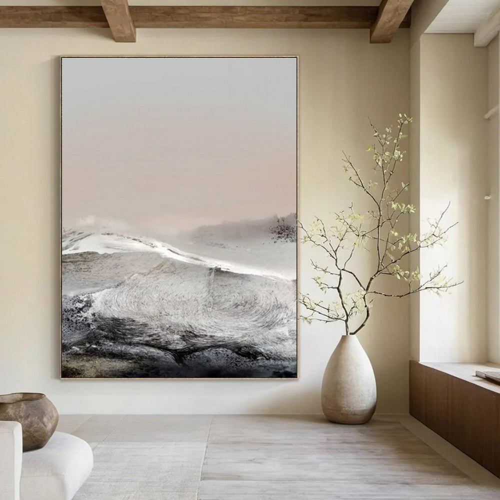 Misty Landscape in Gray and Soft Tones Abstract Painting ADGE178