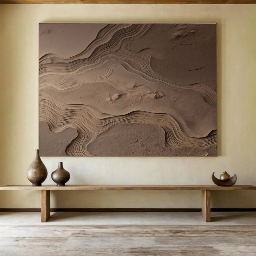 Beige Textured Sand - like Abstract Painting THY094