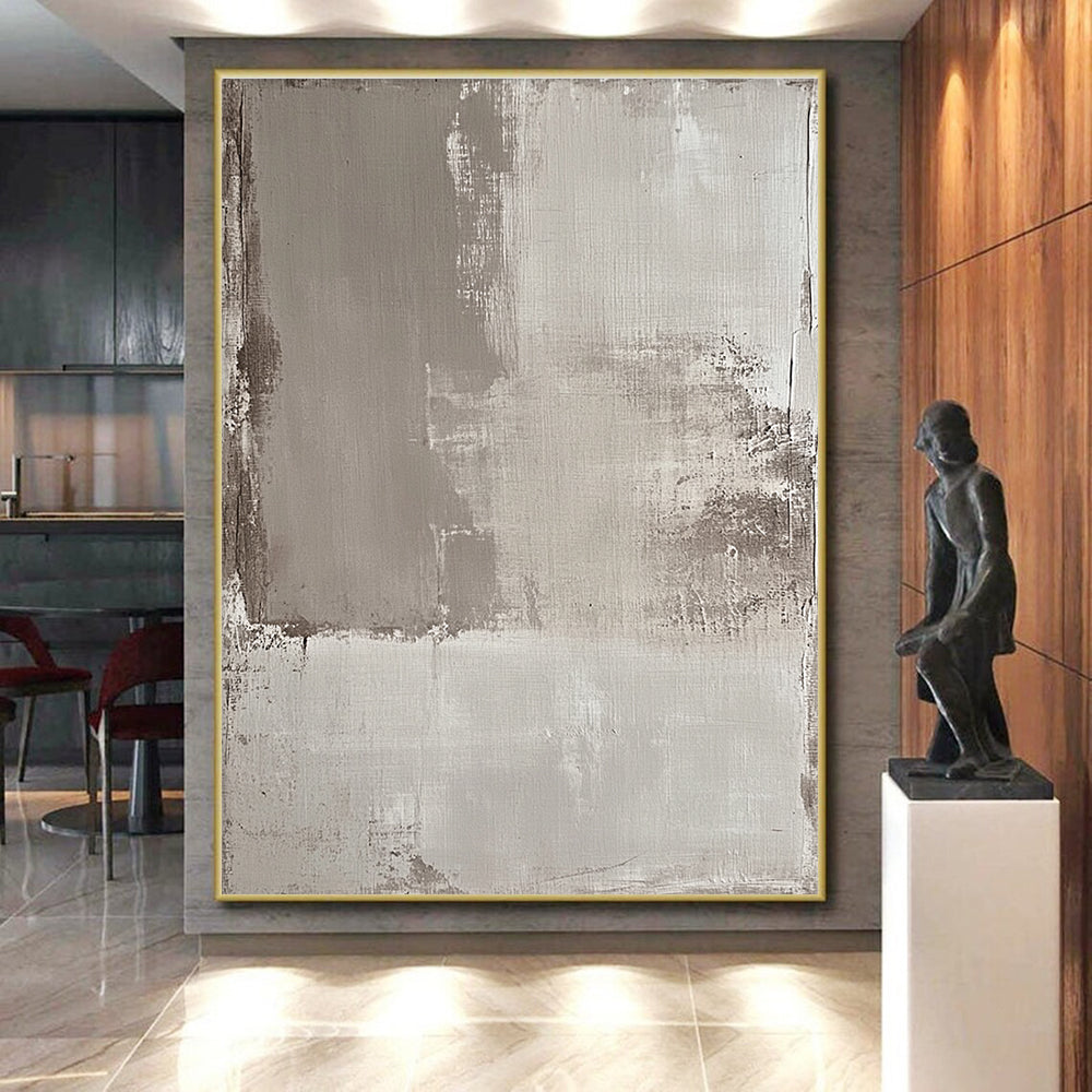 Gray Textured Abstract Painting with Muted Tones GER041