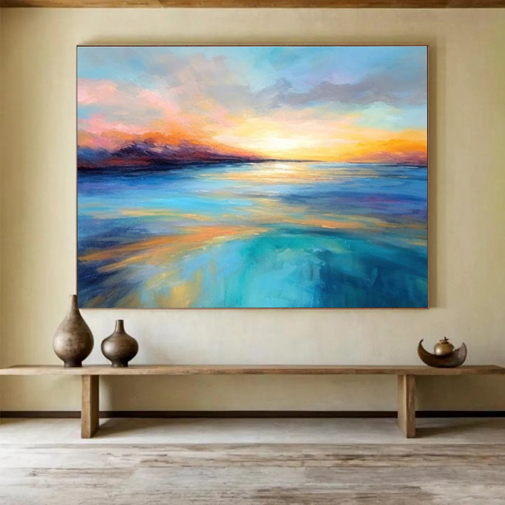 Vivid Color Sunset Sea Abstract Painting THY068