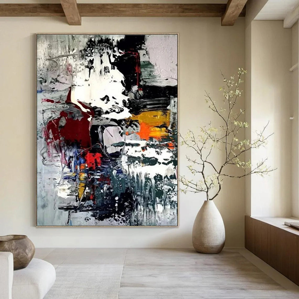 Colorful Dynamic Abstract Painting with Energetic Brushstrokes ADGE391