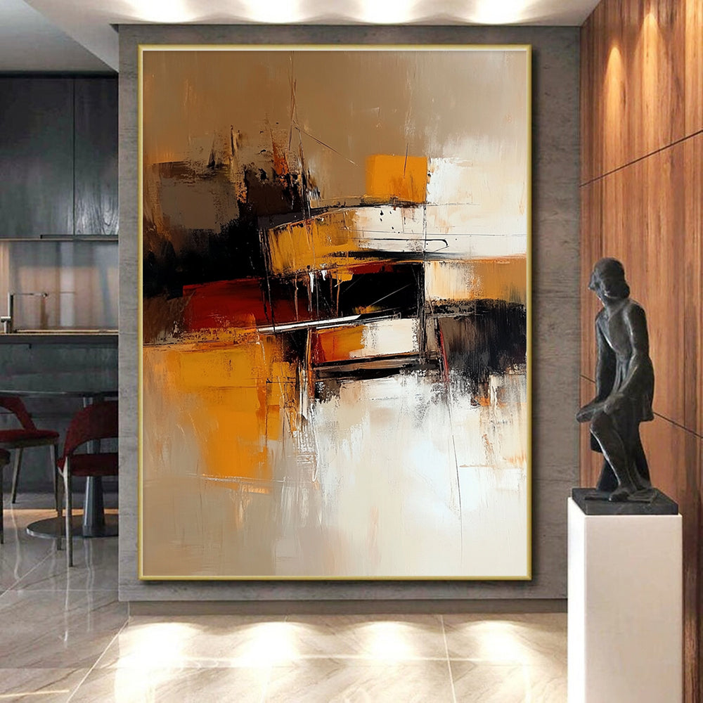 Warm - Toned Abstract Painting with Industrial Vibes GER578