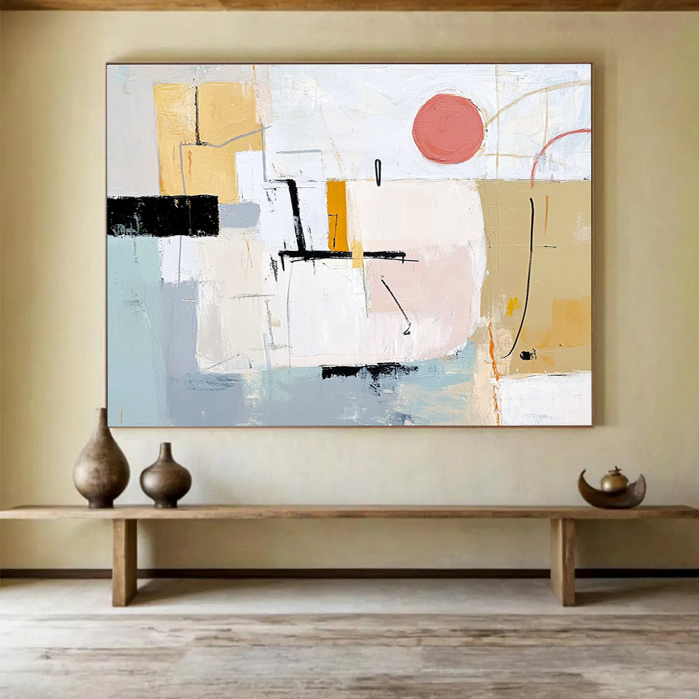 Pastel Colored Geometric Abstract Painting with Subtle Textures DYP202