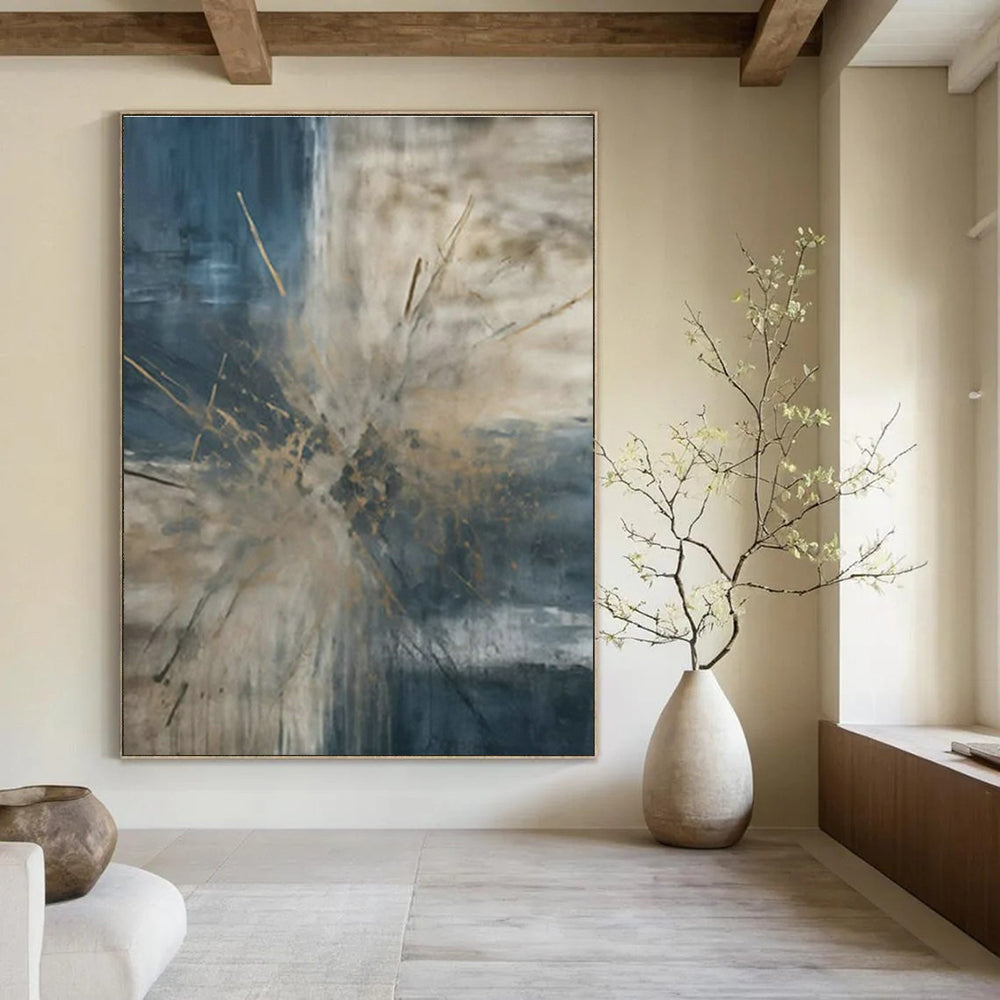 Large Hand-Painted Abstract Art for Bedroom Walk - in Dressing Area and Hallway Linen Press Wall DLZ1707