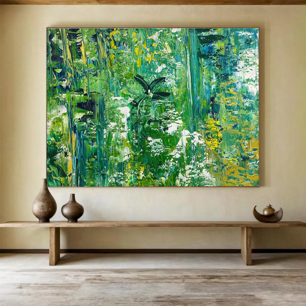 Green Forest Abstract Painting with Lush - Natural Motifs THY362
