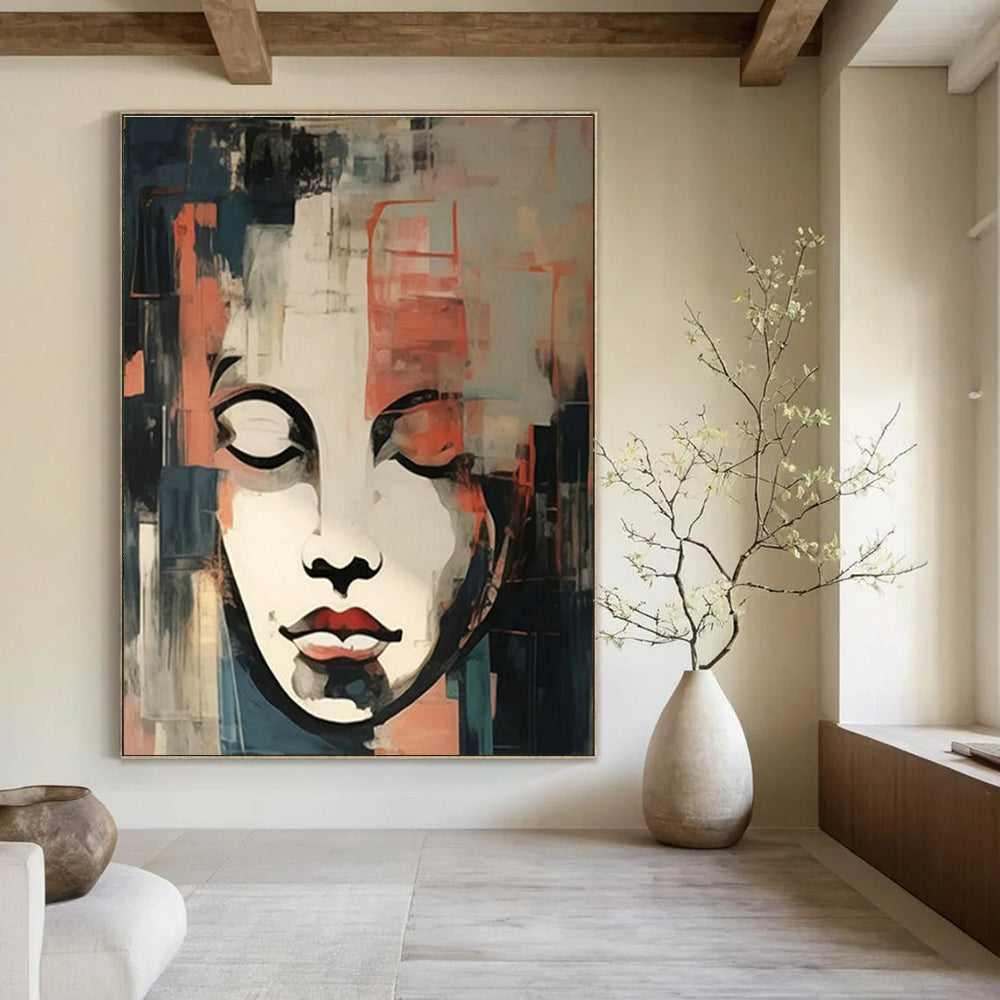 Original Handmade Abstract Canvas for Dining Room Wine Cellar Wall and Entryway Key Cabinet Wall DLZ1715