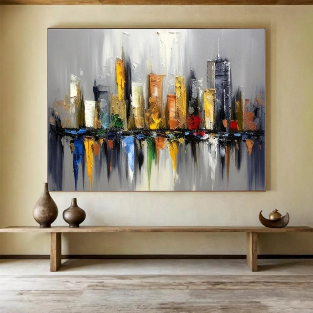 Colorful City Skyline Abstract Painting THY066