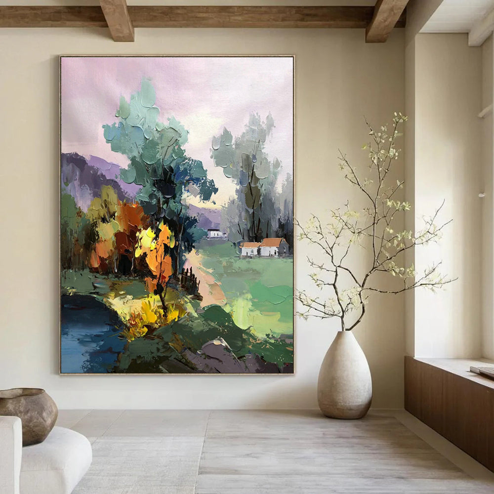 Large Handmade Abstract Canvas for Cottage Living Room & Bedroom DLZ1296
