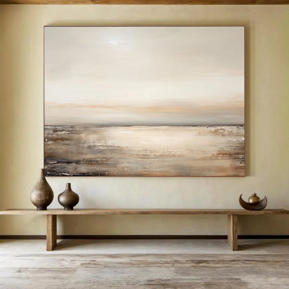 Beige and Grey Toned Sea View Abstract Painting THY101